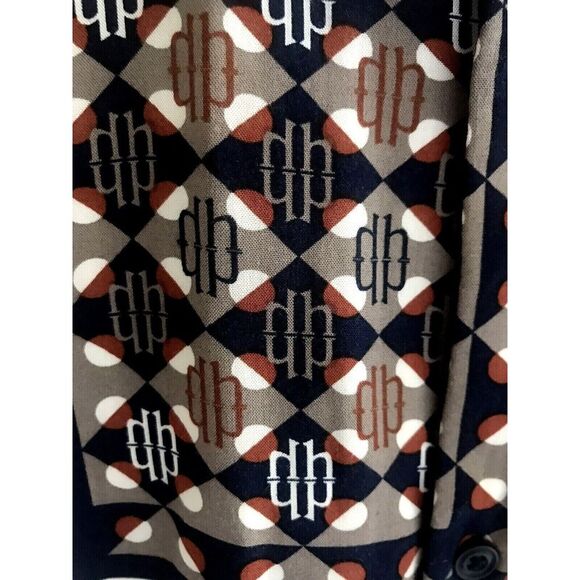 Denim & Flower Viscose Short Sleeve Shirt Button Up Geometric Multicolor/Size M - Picture 6 of 11